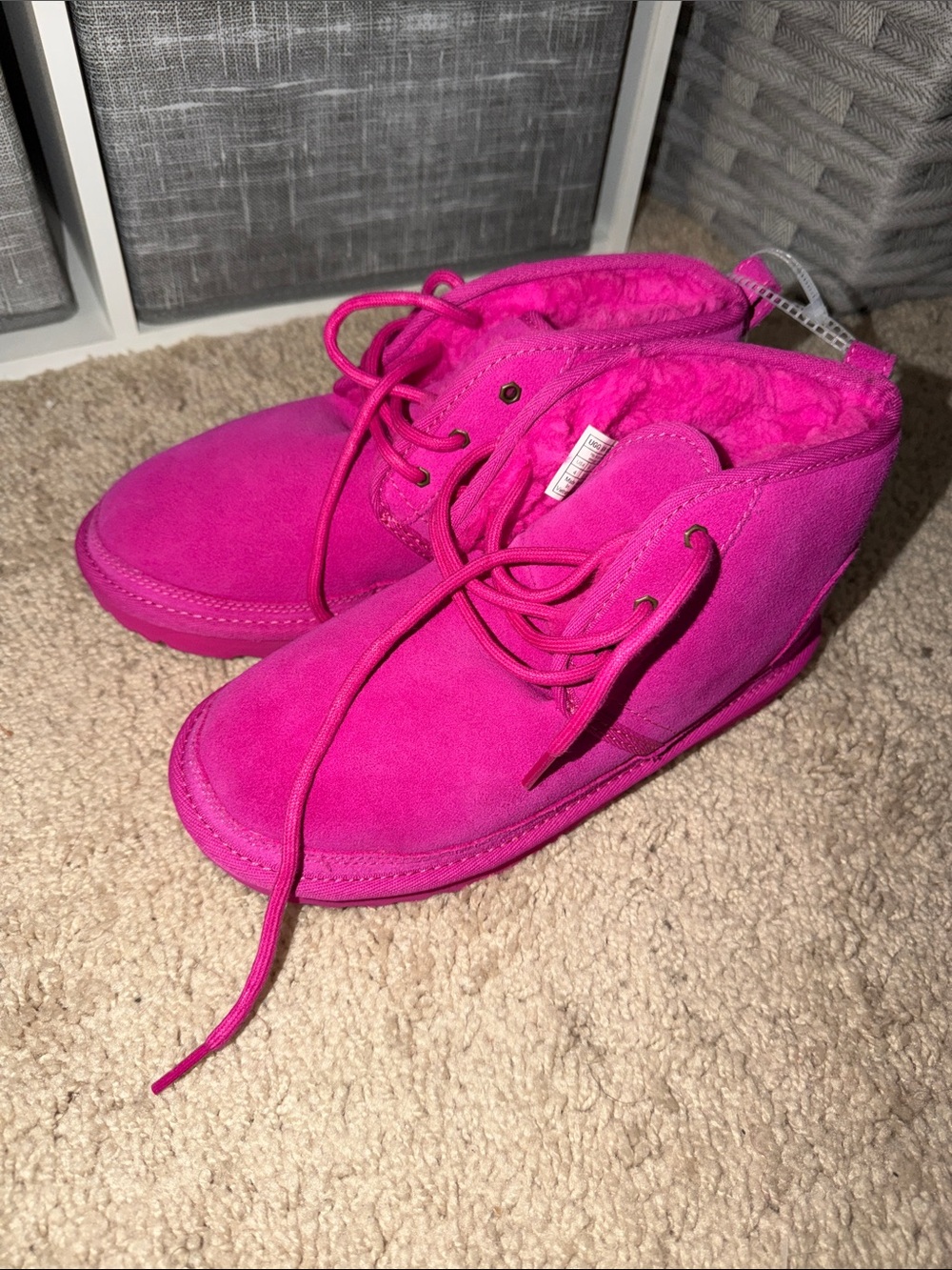UGG Kids Hot Pink Suede Lace-Up Boots